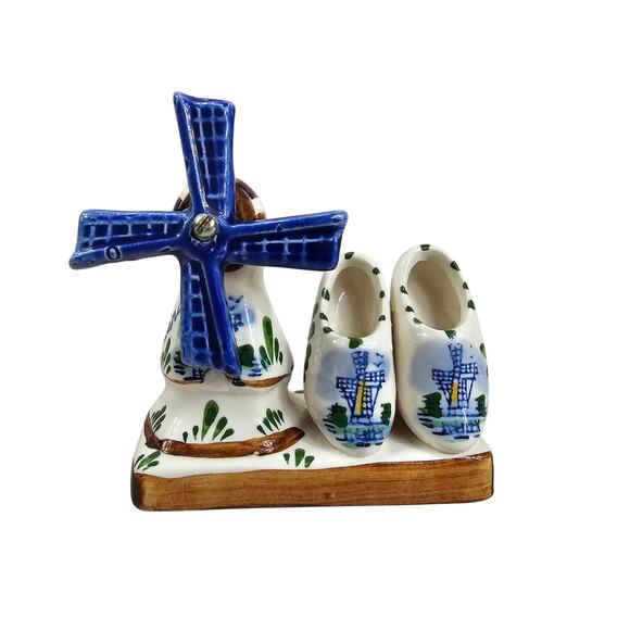 Vintage Windmill Holland Souvenir Delftware Ceramic Collectible Dutch Figurine - Picture 1 of 7